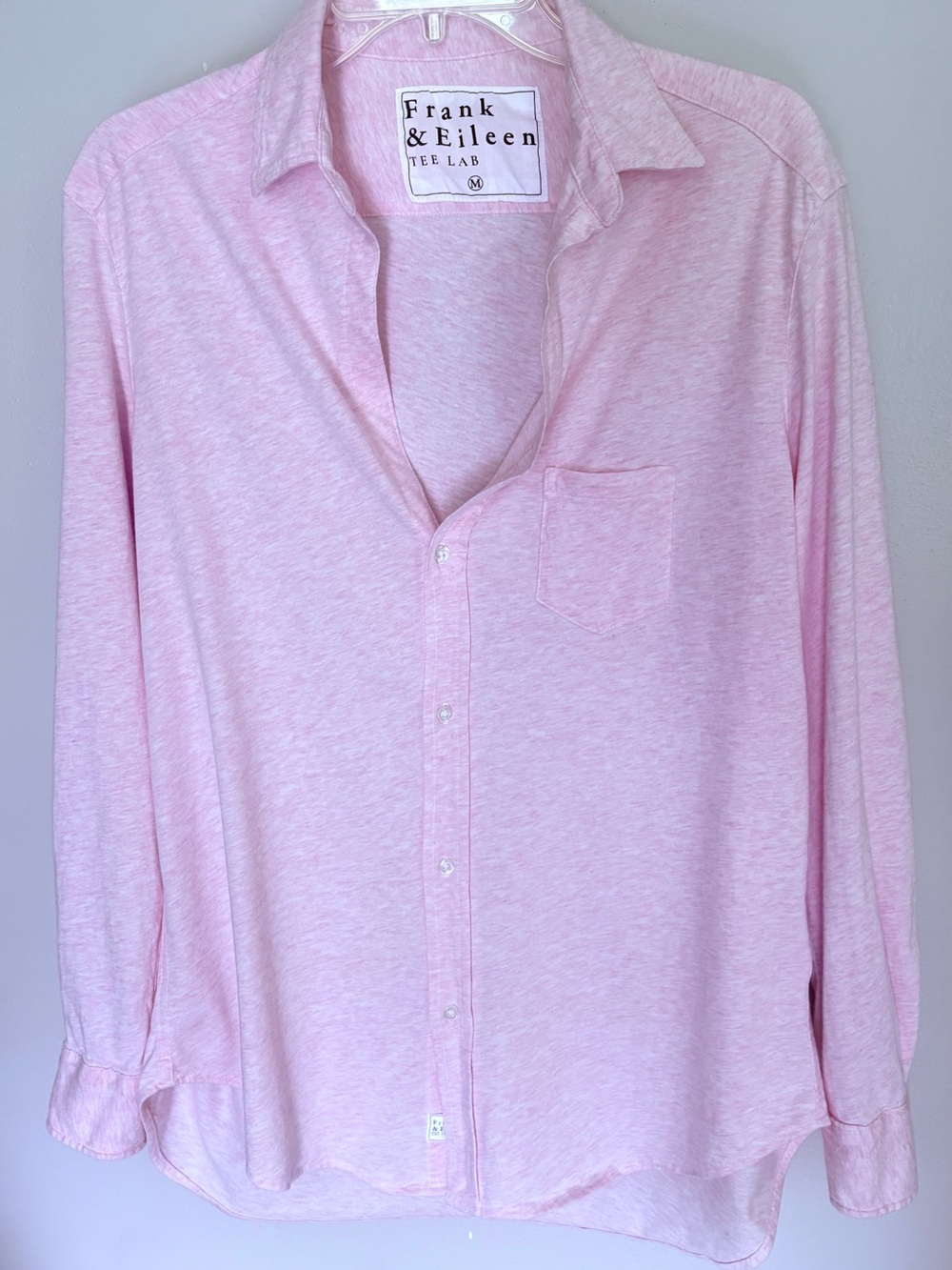 Frank & Eileen Tee Lab Heritage Jersey Knit Soft Pink Melange Button Up Shirt M